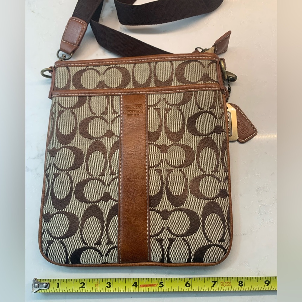 Coach Brown Logo Swingback Crossbody Bag Jacquard Leather - Picture 10 of 10